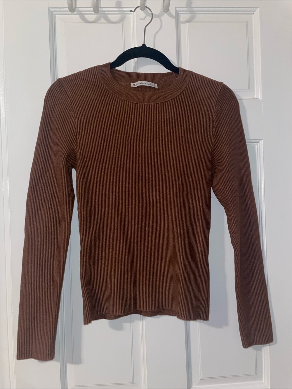 Abercrombie & Fitch Brown Ribbed Crewneck Sweater